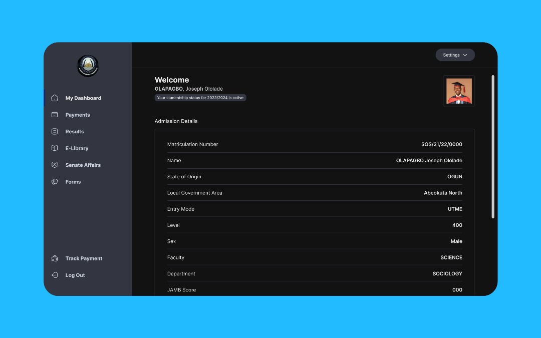 Dashboard (dark) — high fidelity