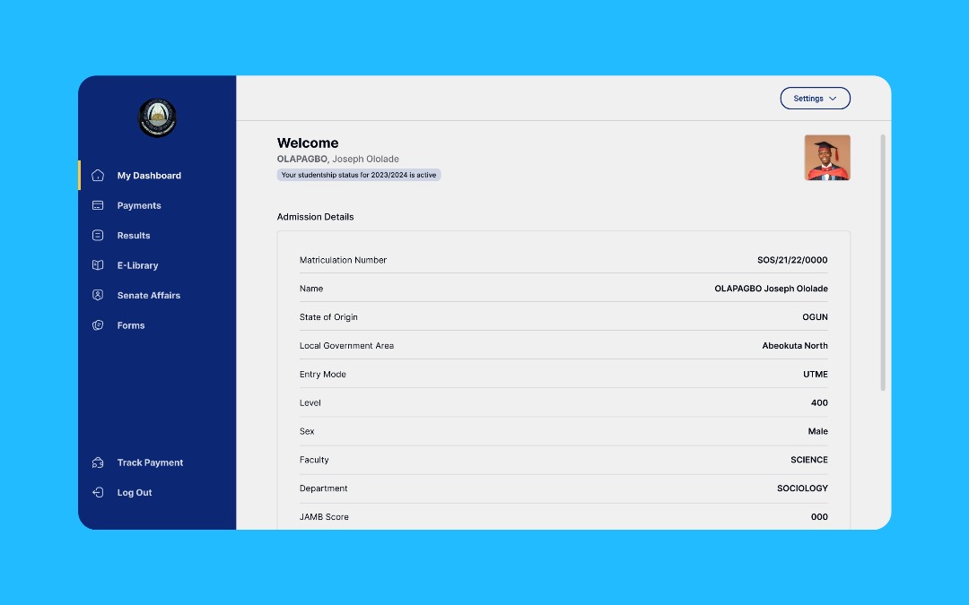 Dashboard — high fidelity